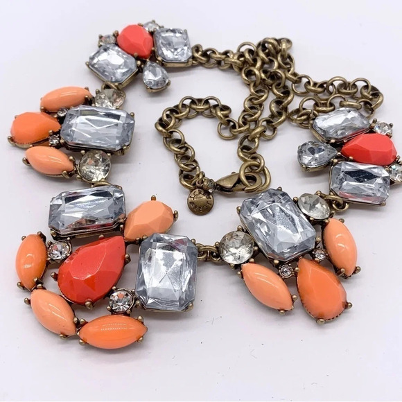 J. Crew Peach Orange Jeweled Necklace - Picture 2 of 3